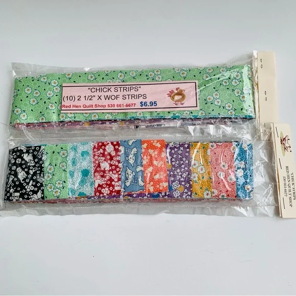 Chick Strips 2.5" WOF Quilt Fabric Strips 10 Multi Floral & Novelty Prints 2 Pk - Picture 2 of 11